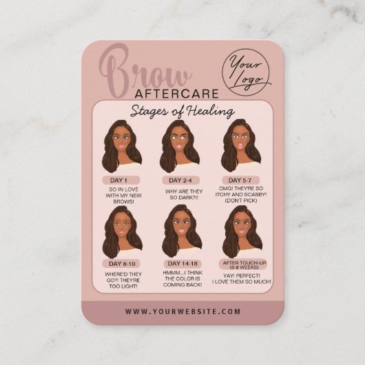 Eyebrow Microblading Aftercare Instructies Visitekaartje (Voorkant)