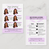 Eyebrow Microblading Aftercare Instructies Visitekaartje (Voorkant / Achterkant)
