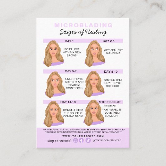 Eyebrow Microblading Aftercare Instructies Visitekaartje (Voorkant)