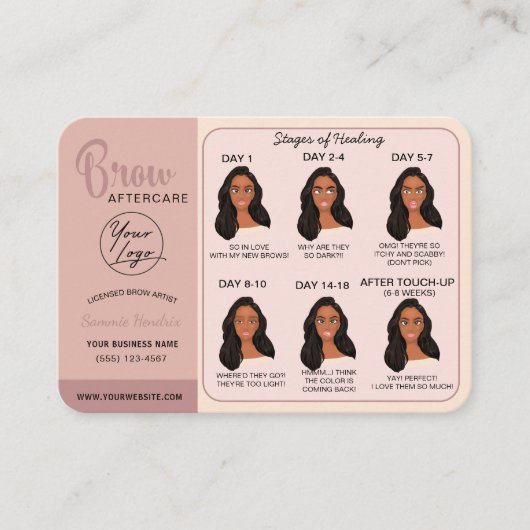 Eyebrow Microblading Aftercare Instructies Visitekaartje (Voorkant)