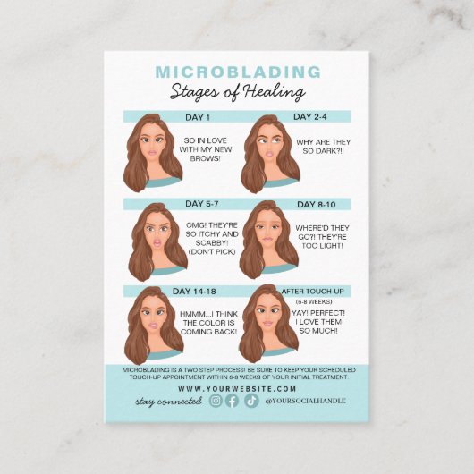 Eyebrow Microblading Aftercare Instructies Visitekaartje (Voorkant)