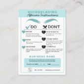 Eyebrow Microblading Aftercare Instructies Visitekaartje (Achterkant)