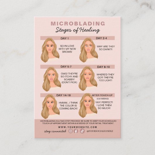 Eyebrow Microblading Aftercare Instructies Visitekaartje (Voorkant)