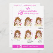 Eyebrow Microblading Aftercare Instruction Pinky Kaart (Voorkant / Achterkant)