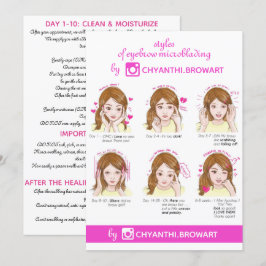 Eyebrow Microblading Aftercare Instruction Roze Kaart
