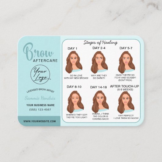 Eyebrow Microblading Aftercare Instructions Busine Visitekaartje (Voorkant)
