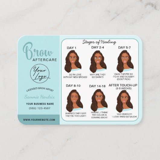 Eyebrow Microblading Aftercare Instructions Busine Visitekaartje (Voorkant)