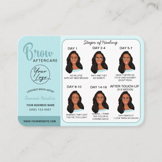 Eyebrow Microblading Aftercare Instructions Busine Visitekaartje (Voorkant)