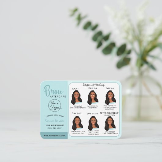 Eyebrow Microblading Aftercare Instructions Busine Visitekaartje (Staand voorkant)