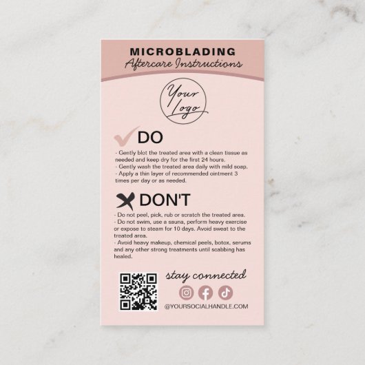 Eyebrow Microblading Aftercare Instructions Busine Visitekaartje (Achterkant)