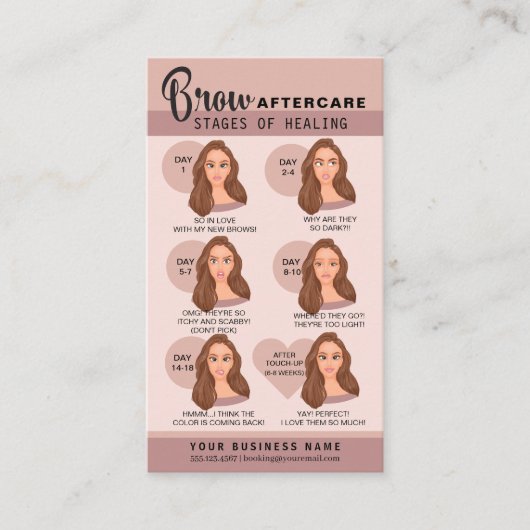 Eyebrow Microblading Aftercare Instructions Busine Visitekaartje (Voorkant)