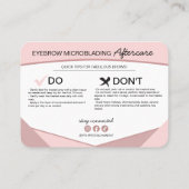 Eyebrow Microblading Aftercare Instructions Busine Visitekaartje (Achterkant)