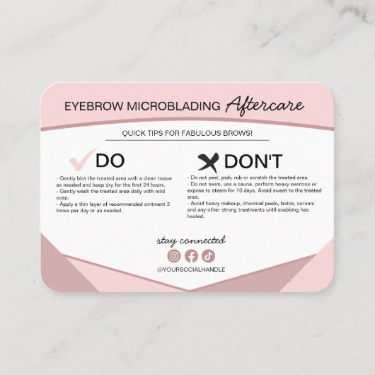 Eyebrow Microblading Aftercare Instructions Busine Visitekaartje (Achterkant)