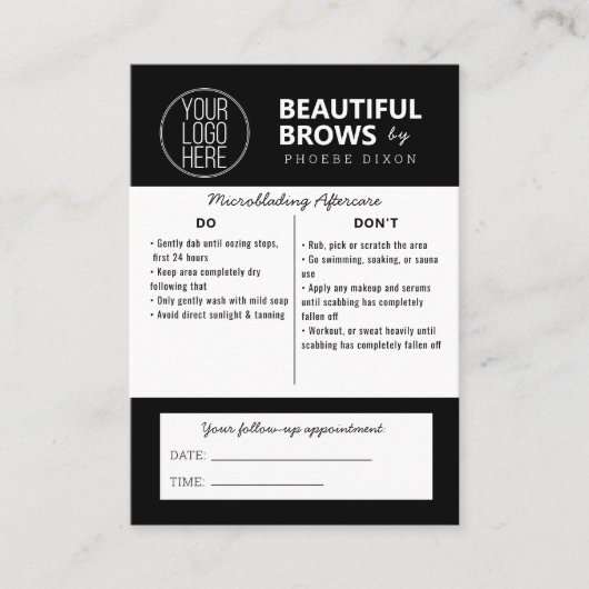 Eyebrow Microblading Aftercare Instructions Busine Visitekaartje (Voorkant)