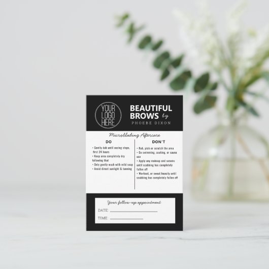 Eyebrow Microblading Aftercare Instructions Busine Visitekaartje (Staand voorkant)