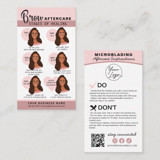 Eyebrow Microblading Aftercare Instructions Busine Visitekaartje (Voorkant / Achterkant)