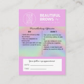 Eyebrow Microblading Aftercare Instructions Pastel Visitekaartje (Voorkant)