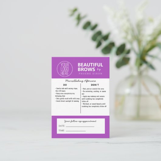 Eyebrow Microblading Aftercare Wat verwacht je van Visitekaartje (Staand voorkant)
