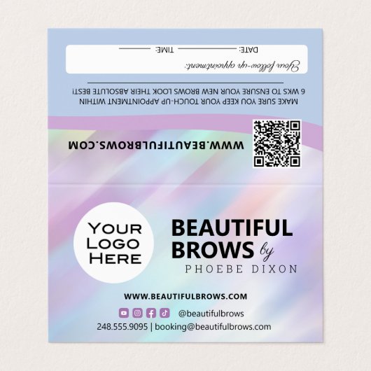 Eyebrow Microblading Brow Aftercare & Appointment  Visitekaartje (Buitenkant ongevouwen)