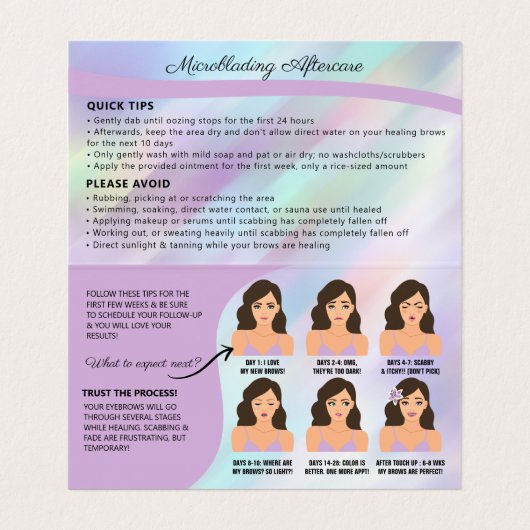 Eyebrow Microblading Brow Aftercare & Appointment Visitekaartje (Binnenkant ongevouwen)