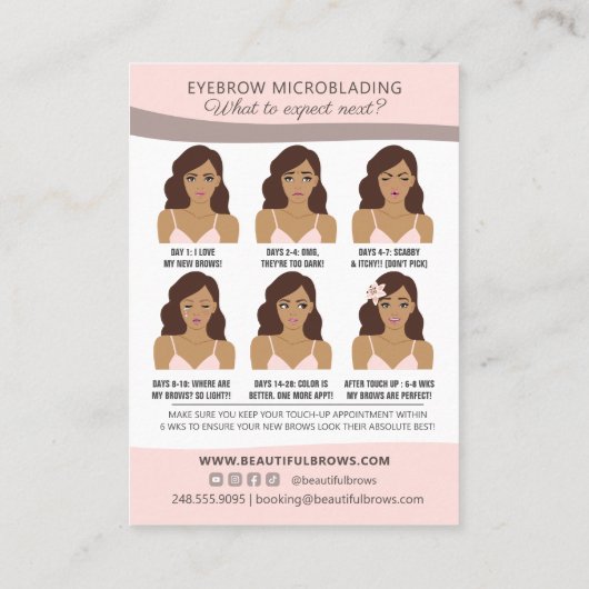 Eyebrow Microblading Brow Aftercare & Appointment Visitekaartje (Achterkant)