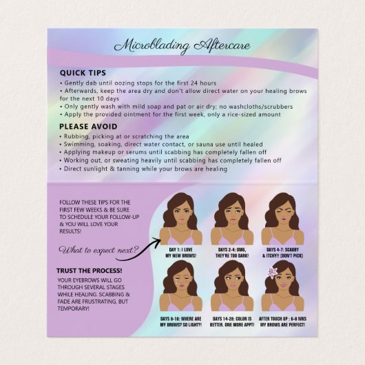 Eyebrow Microblading Brow Aftercare & Appointment  Visitekaartje (Binnenkant ongevouwen)