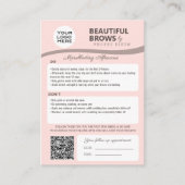 Eyebrow Microblading Brow Aftercare & Appointment Visitekaartje (Voorkant)