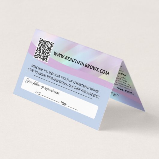 Eyebrow Microblading Brow Aftercare & Appointment Visitekaartje (Achterkant)