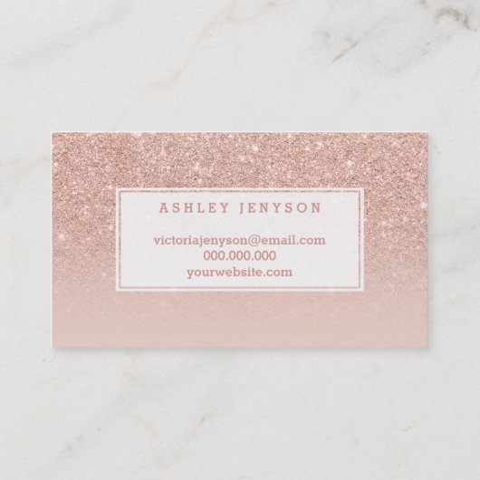 Eyebrows elegant typografie blauw roos goud visitekaartje (Achterkant)