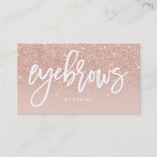 Eyebrows elegant typografie blauw roos goud visitekaartje (Voorkant)