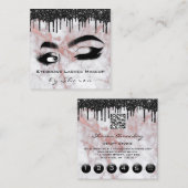 Eyebrows Lash Blauwgroen 6 Punts QR Code Marble Ro Vierkante Visitekaartje (Voorkant / Achterkant)