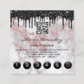 Eyebrows Lash Blauwgroen 6 Punts QR Code Marble Ro Vierkante Visitekaartje (Achterkant)