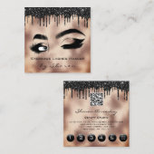 Eyebrows Lash Makeup Roos 6 Punts QR Code Logo Vierkante Visitekaartje (Voorkant / Achterkant)