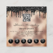 Eyebrows Lash Makeup Roos 6 Punts QR Code Logo Vierkante Visitekaartje (Achterkant)