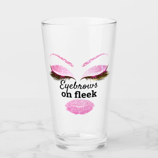 Eyebrows op Fleek Custom Funny Kiss Lash PINk Glas (Voorkant)