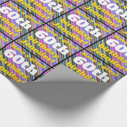 Eyecatching 60th verjaardag inpakpapier (Hoek)