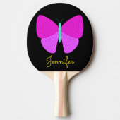 Eyecatching Artistic Line Pattern Butterfly + Name Tafeltennisbatje (Voorkant)