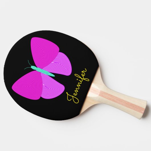 Eyecatching Artistic Line Pattern Butterfly + Name Tafeltennisbatje (Zijkant)