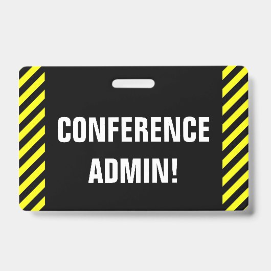 Eyecatching "CONFERENTIE ADMIN!" badge (Voorkant)