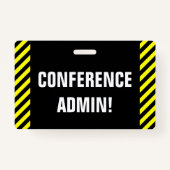 Eyecatching "CONFERENTIE ADMIN!" badge (Voorkant)