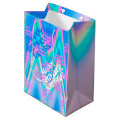 Eyecatching Y2K-regenboog op aangepaste tekstholog Medium Cadeauzakje (Voorkant Gekanteld)