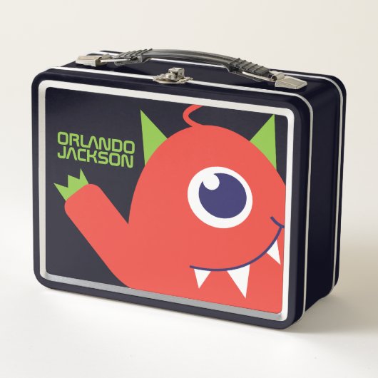 Eyed alien monster oranje kinder namaaklunchbox (Voorkant)