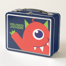 Eyed alien monster oranje kinder namaaklunchbox