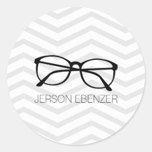 Eyeglass Reading Chevron Masculine Ronde Sticker