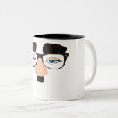 Eyeglassen en gezicht met Mustache Tweekleurige Koffiemok (Voorkant rechts)