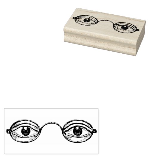 Eyeglassen met Eyes Rubber Art Stamp Rubberstempel (Gestempeld)