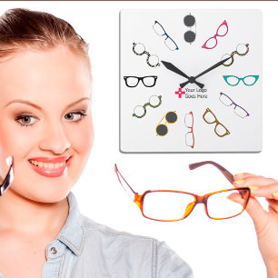 Eyeglasses Aangepaste Logo-klok Vierkante Klok