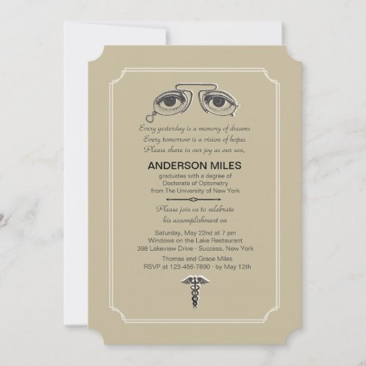 Eyeglasses Afstuderen Invitation Kaart (Voorkant)