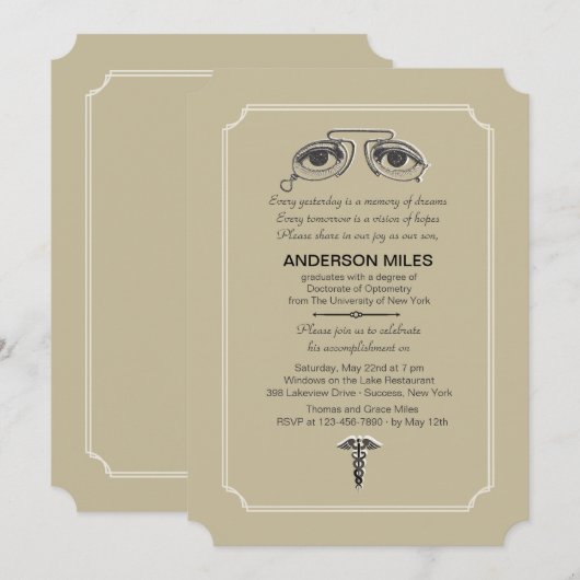  Eyeglasses Afstuderen Invitation Kaart (Voorkant / Achterkant)