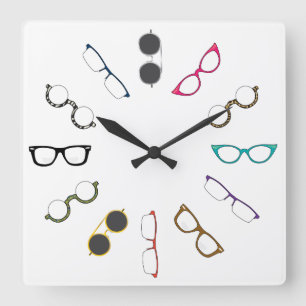 Eyeglasses Clock Vierkante Klok
